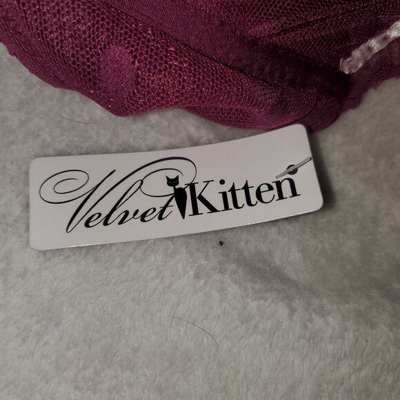 NWT VELVET KITTEN Babydoll nightgown Sz 2XL. Plus Size. Deep Plum/Purple. Bra - Picture 5 of 7